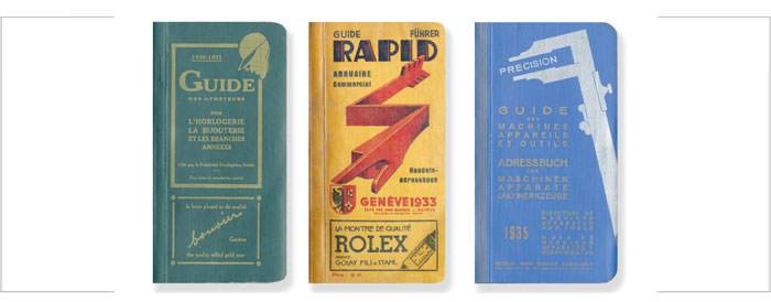 Las primeras guías creadas por Hugo Buchser a principios de los años 1930: la “Guía de Compradores”, la “Guide Rapid” y la “Guía de Máquinas”.