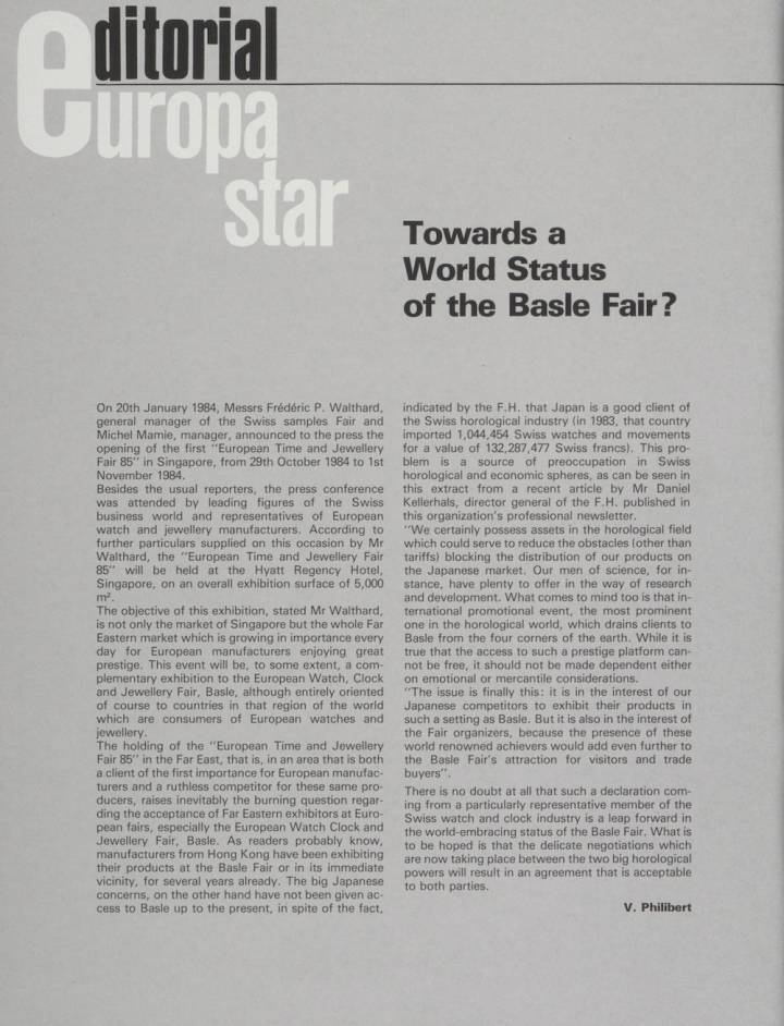 La globalización de la feria en marcha en la década de 1980 (Europa Star n°2/1984)