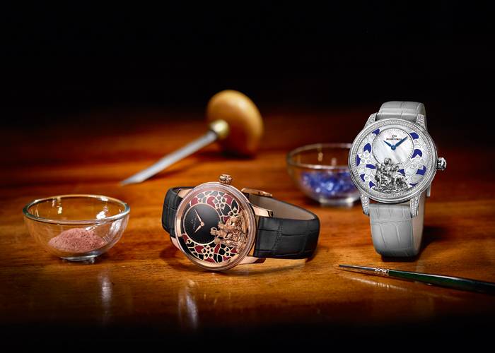 Petite Heure Minute con Cabras en relieve (en oro rojo blanco) de Jaquet Droz