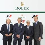 Sir Jackie Stewart, Testimonio de Rolex ; Sr Gian Riccardo Marini, CEO de Rolex SA ; Sr Bernie Ecclestone, CEO del grupo Formula One; Sr Jean-Claude Killy, Testimonio de Rolex y Miembro del Consejo de Administración de Rolex SA (de izquierda a derecha) © Rolex / Eddy Mottaz