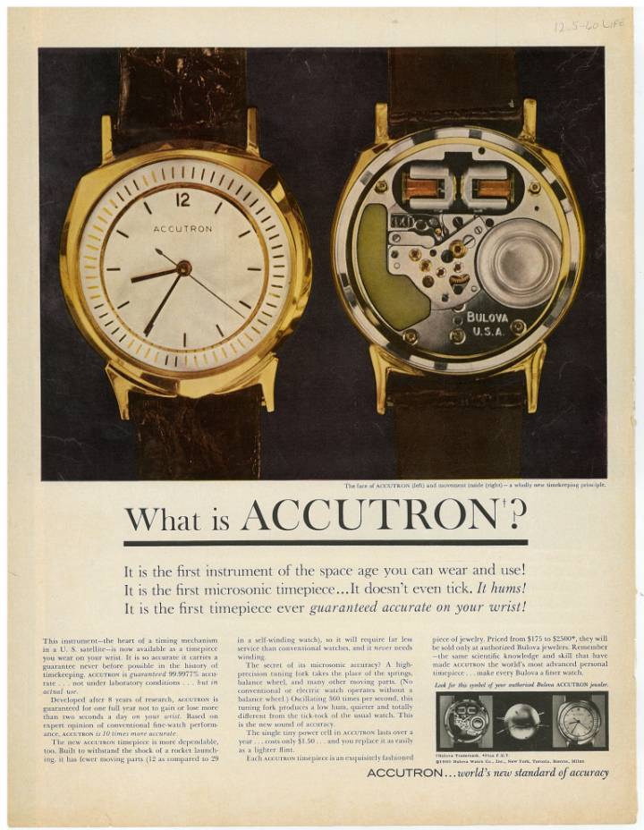 Anuncio de la propia marca Accutron en la revista Life en 1960.