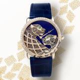 Reloj Ronde Louis Cartier XL, motivo de panteras en filigrana
