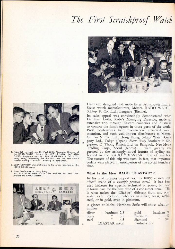 En 1962, Rado presentó un reloj pionero a prueba de rayones: 60 años después, el DiaStar Original se renueva. Un artículo de 1962 en Europa Star.