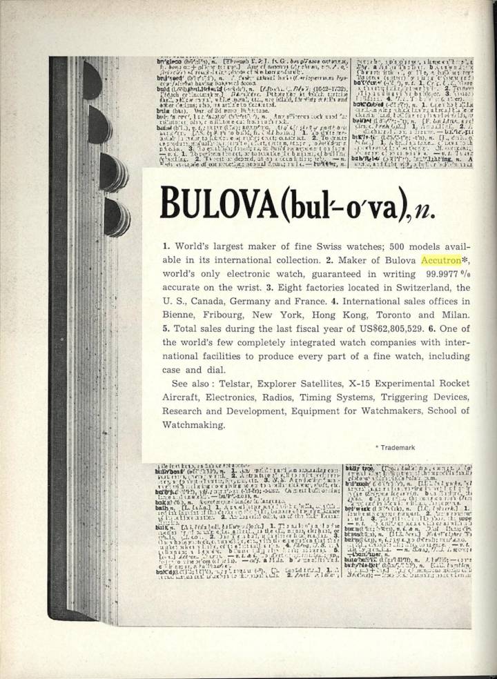 Anuncio de Bulova en una edición de Europa Star de 1962