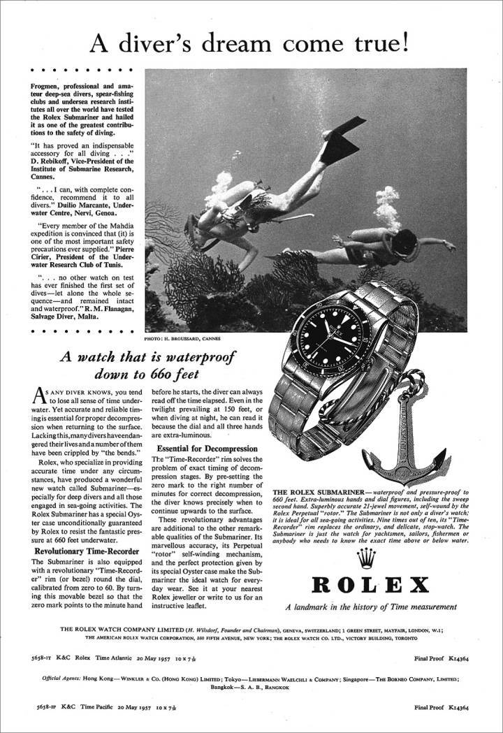 Anuncio del Rolex Submariner, 1957