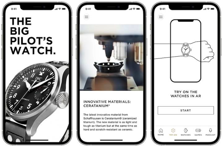 Justo a tiempo para Watches and Wonders, IWC lanzó una aplicación para teléfonos inteligentes con una prueba de reloj virtual basada en Realidad Aumentada (RA).