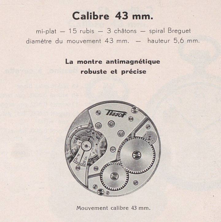 Calibre 43. Catálogo Tissot n°9 des montres de précision, Catálogo de clientes, 1934. Colección del Museo Tissot.