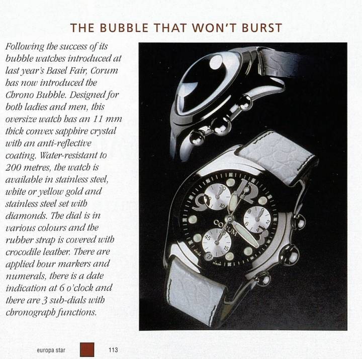 Hace exactamente veinte años se presentó una nueva serie de relojes Bubble, en 2001: el modelo tiene la ventaja de ser muy versátil.