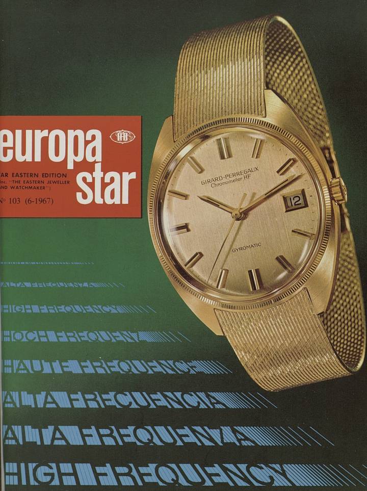 El Gyromatic de alta frecuencia de Girard-Perregaux en la Portada de Europa Star (1967).