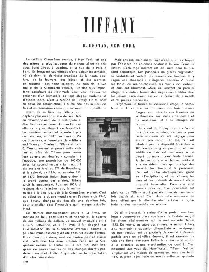 Un artículo sobre Tiffany & Co. en un número de 1948 del Journal Suisse d'Horlogerie.