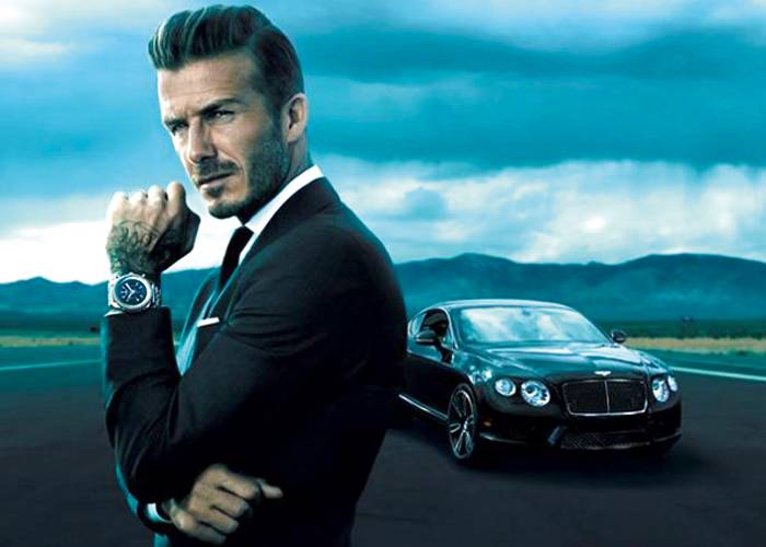 David Beckham anunciando el reloj Bentley GMT Light Body B04 de Breitling