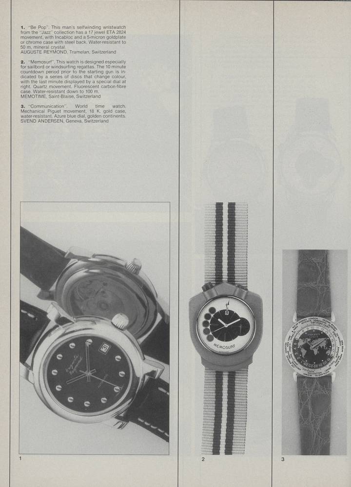 En 1990, Andersen Genève presentó su primer modelo World Time, llamado “Communication” (columna derecha).