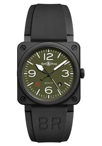 BR03-92 Ceramic Military Type (Correa de caucho negro) de Bell & Ross