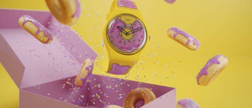 Swatch marca el regreso de los Simpson con un reloj inspirado en un donut