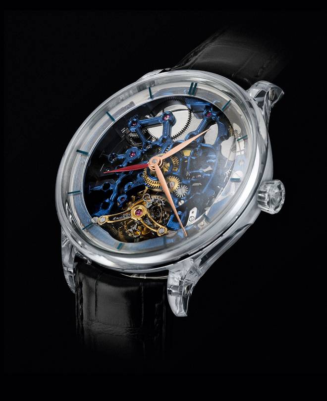 VENTURER TOURBILLON DUAL TIME SAPPHIRE BLUE SKELETON de H. Moser & Cie