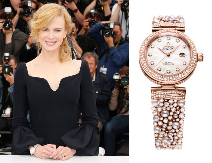 Nicole Kidman luciendo el nuevo Omega Ladymatic Diamonds and Pearls 
