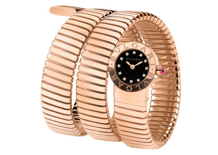 Bulgari Bulgari Tubogas (oro rosa y diamantes con brazalete de doble espiral)