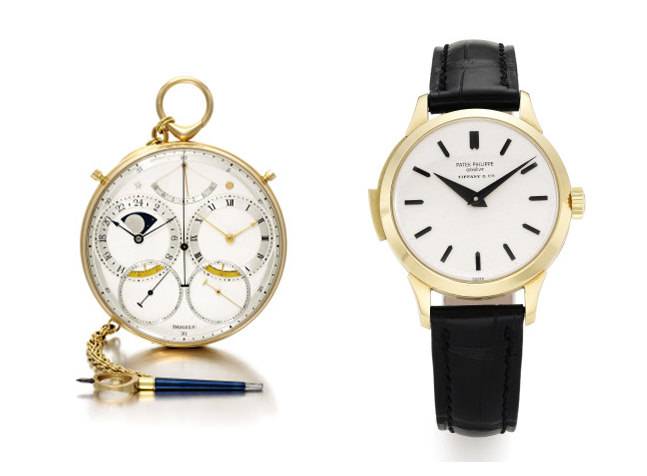 Izquierda:El George Daniels Space Traveller's Watch - Derecha: Patek Philippe Ref. 2524 / 1 vendido por Tiffany & Co