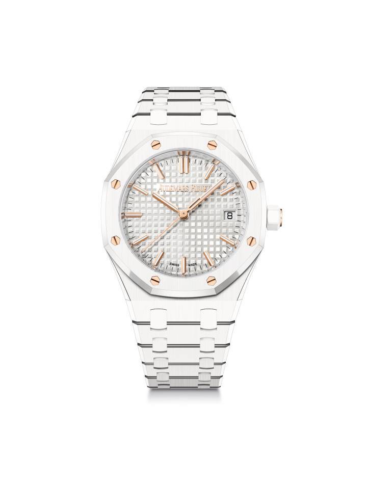 El primer reloj Automático Royal Oak de 34 mm de Audemars Piguet en cerámica blanca