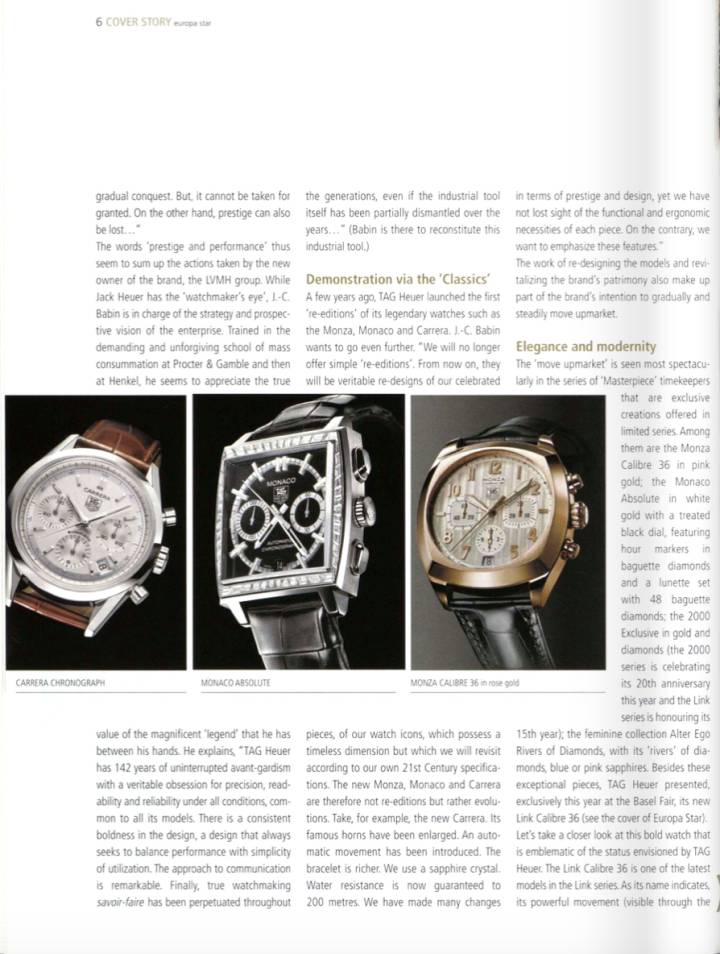 2002: Jean-Christophe Babin es entrevistado por Europa Star acerca de las re-ediciones y re-interpretaciones de los relojes clásicos.