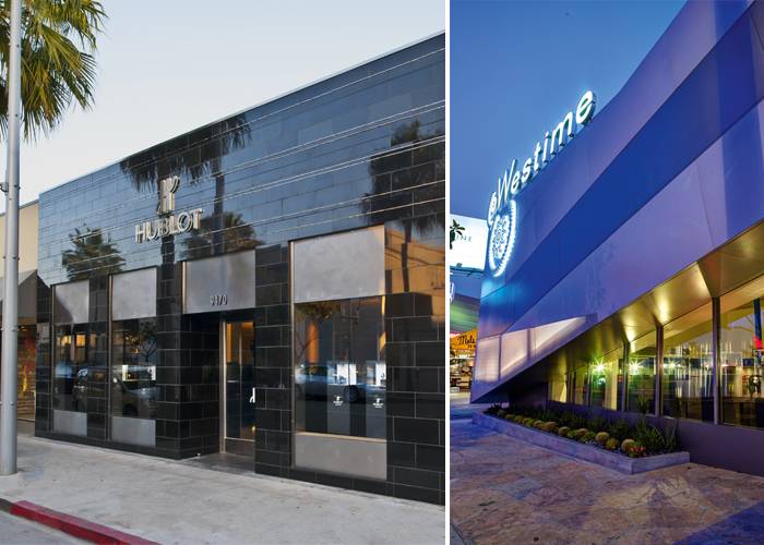 Izquierda: Boutique Hublot, Los Angeles - Derecha: Westime, Los Angeles