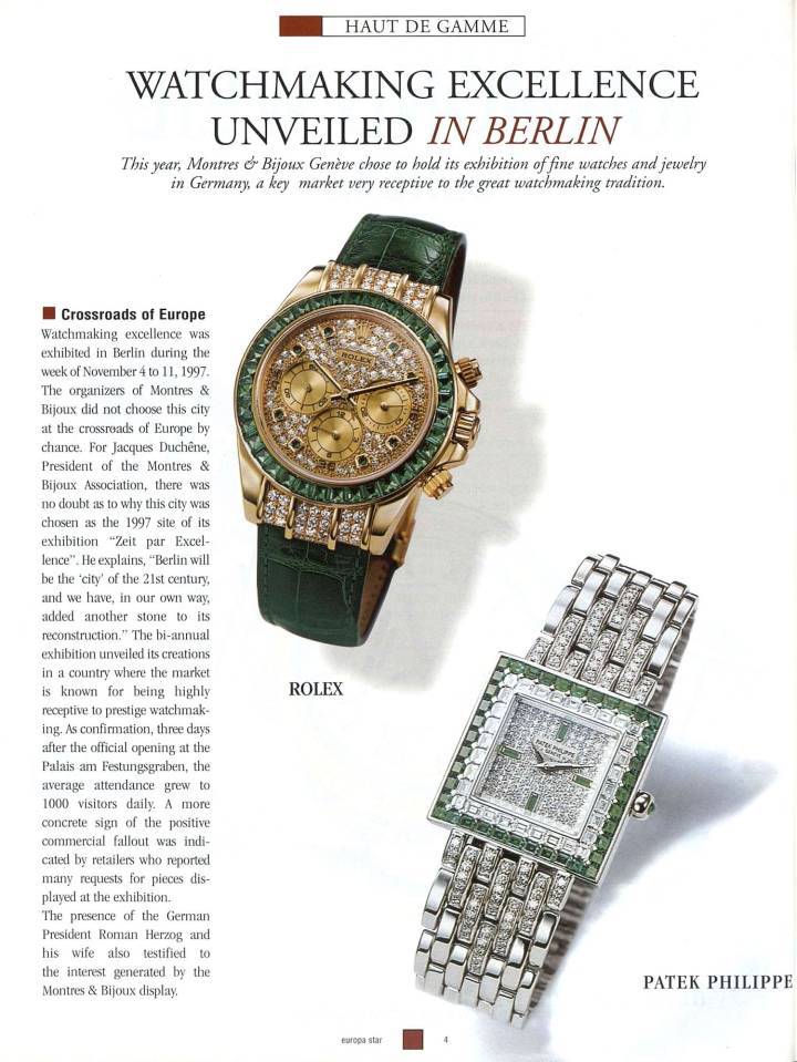 La edición de 1997, celebrada en Berlín, fue la última cubierta por nuestra revista. En los años 2000 y 2010, tanto el SIHH como Baselworld crecieron en importancia. La década de 2020 será la del renacimiento de un evento que recuerda a la antigua exposición de Ginebra, con algunas de las principales marcas reunidas una vez más.