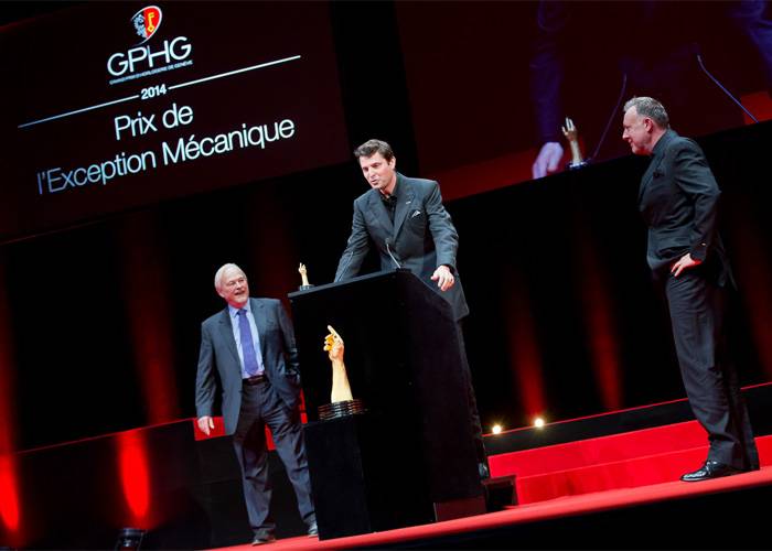Felix Baumgartner recibiendo el «Mechanical Exception» Prize en el GPHG 2014