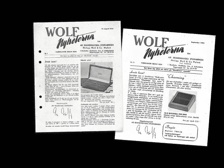 Catálogos promocionales Wolf en Sueco, que datan de 1950.