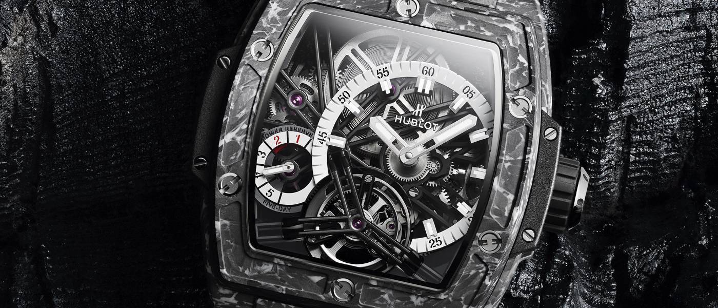 El tourbillon con los códigos que son la firma de Hublot