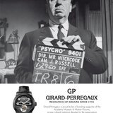 The first part of the Girard-Perregaux campaign will feature an image of Alfred Hitchcock holding a production slate during the filming of PSYCHO
