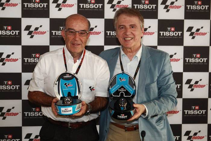 Carmelo Ezpeleta, CEO de Dorna Sports (izquierda) y François Thiébaud, CEO de Tissot