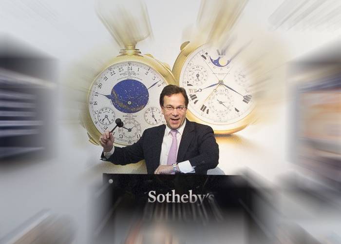 Tim Bourne subastando la Supercomplicación Henry Graves de Patek Philippe