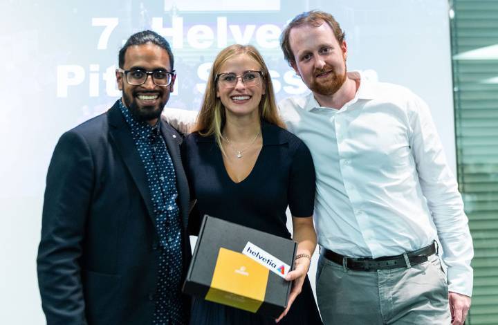 Los cofundadores de Adresta: Mathew Chittazhathu, Leonie Flückiger y Nicolas Borgeaud. La startup, que se especializa en certificación digital para la industria relojera, nació como parte del programa Kickbox de la aseguradora Helvetia.