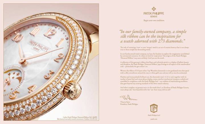 La nueva campaña impresa ilustrada con el Diamond Ribbon de Patek Philippe, ref. 4968