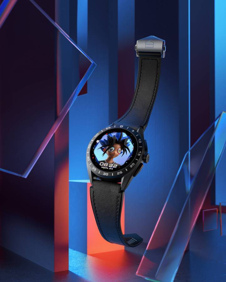 La última actualización del reloj inteligente TAG Heuer Connected Calibre E4 tiene un visor de lentes agregado para que los usuarios muestren sus obras de arte NFT en sus muñecas.