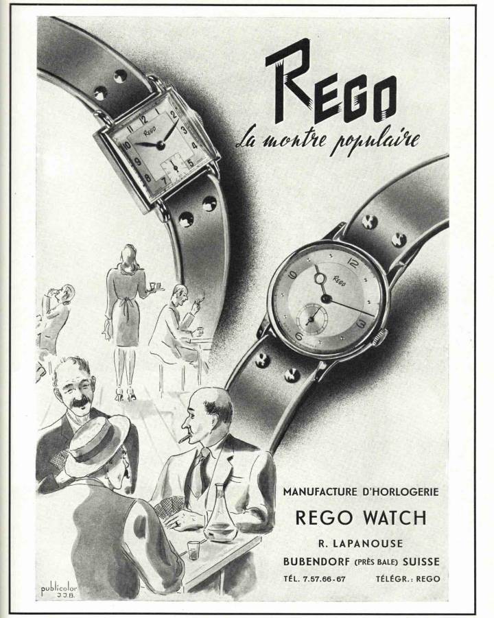 Anuncio vintage del reloj Rego de 1947 “el reloj de la clase trabajadora”