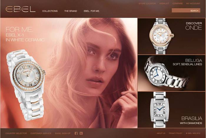 La Página de Inicio del Nuevo Website de Ebel