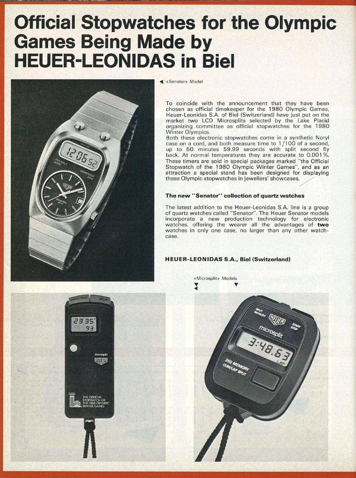 Heuer-Leonidas fue el cronometrador oficial de los Juegos Olímpicos de Invierno de 1980.