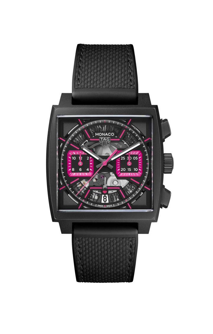 Cronógrafo TAG Heuer Monaco con esfera esqueletizada rosa