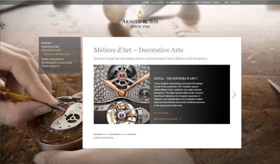 Arnold & Son Nuevo Sitio de Internet Capítulo Métiers d'Art – Las Artes decorativas en vivo