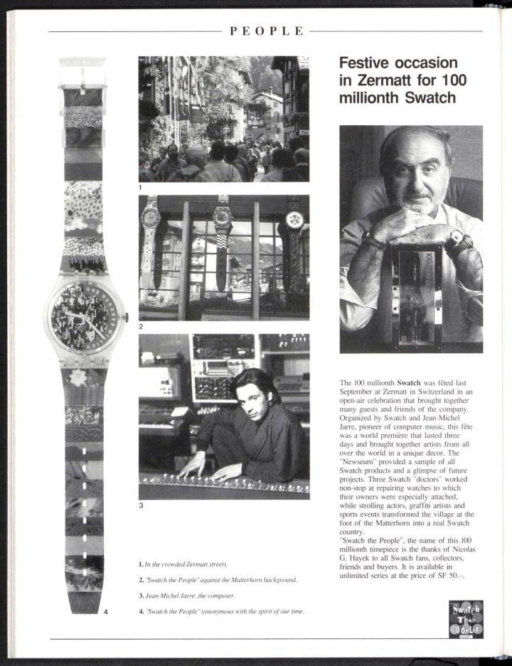 Swatch celebró la venta de 100 millones de ejemplares en 1992.