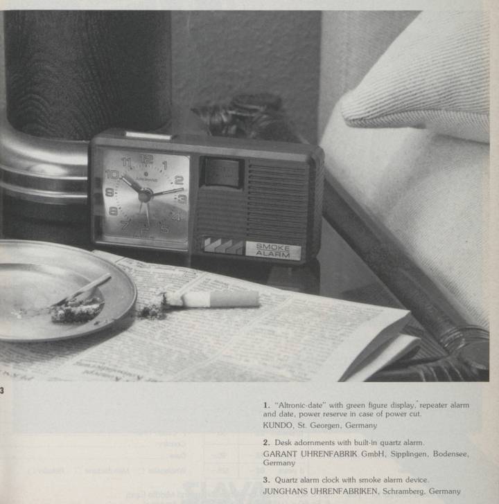 Innovación en todas las direcciones: Junghans introdujo en 1981 un reloj despertador de cuarzo con detector de humo.