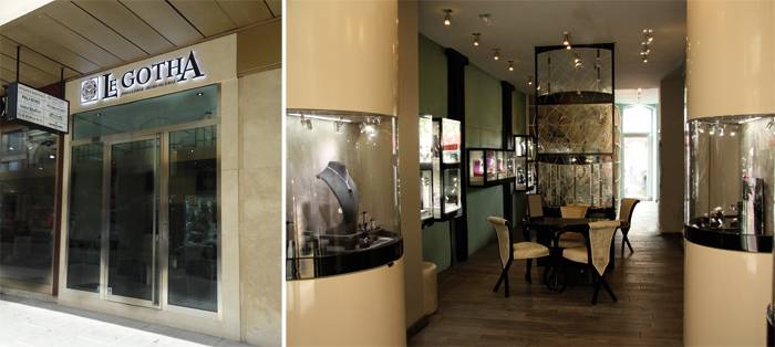 Le Gotha Boutique - Izquierda: La entrada, Derecha: El interior de la tienda.