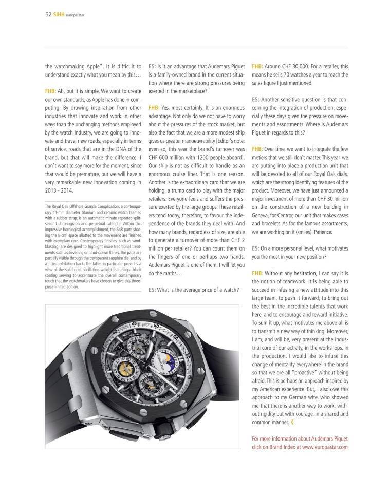 El Royal Oak Offshore Grande Complication es un logro notable. La caja de titanio y cerámica de 44 mm está montada sobre una correa de caucho al más puro estilo Offshore, pero este reloj cuenta con repetición automática de minutos, cronógrafo de fracción de segundo y calendario perpetuo.