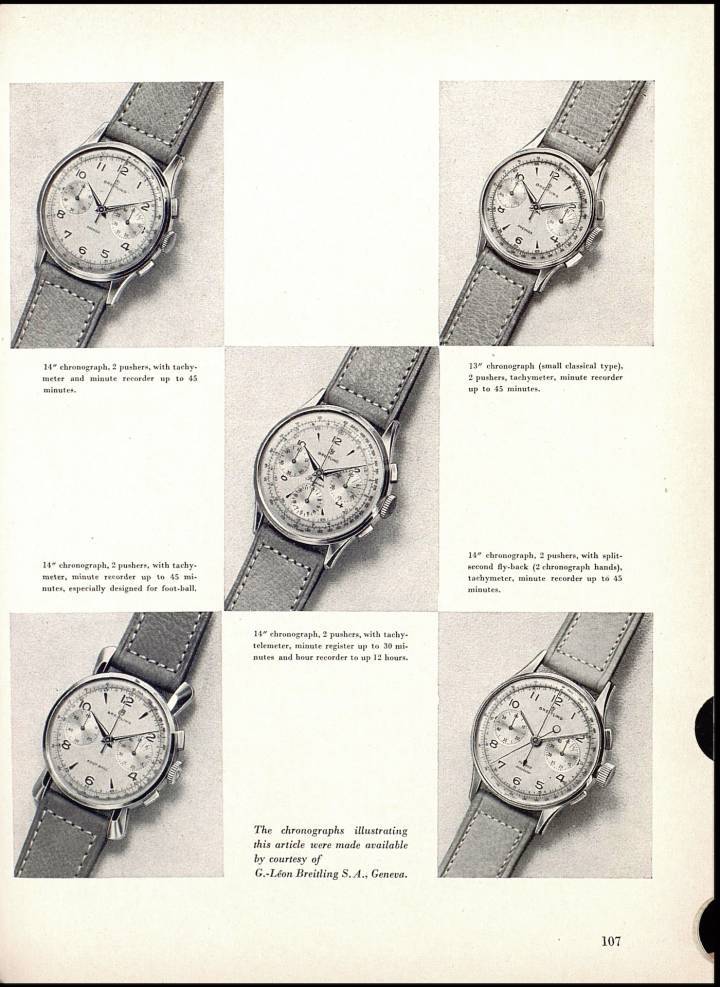 Breitling se ha ganado su reputación gracias a su experiencia como fabricante de cronógrafos. En la imagen, un artículo de Europa Star de 1953.