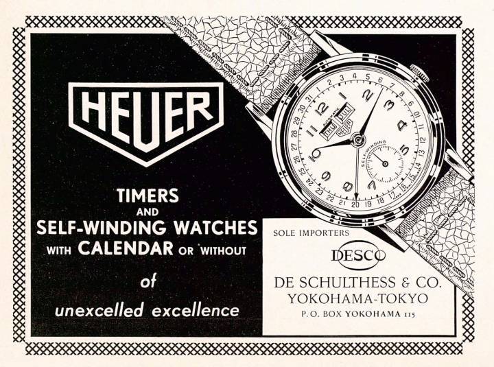 Anuncio de Heuer ad en la edicion Asiática de Europa Star en 1951