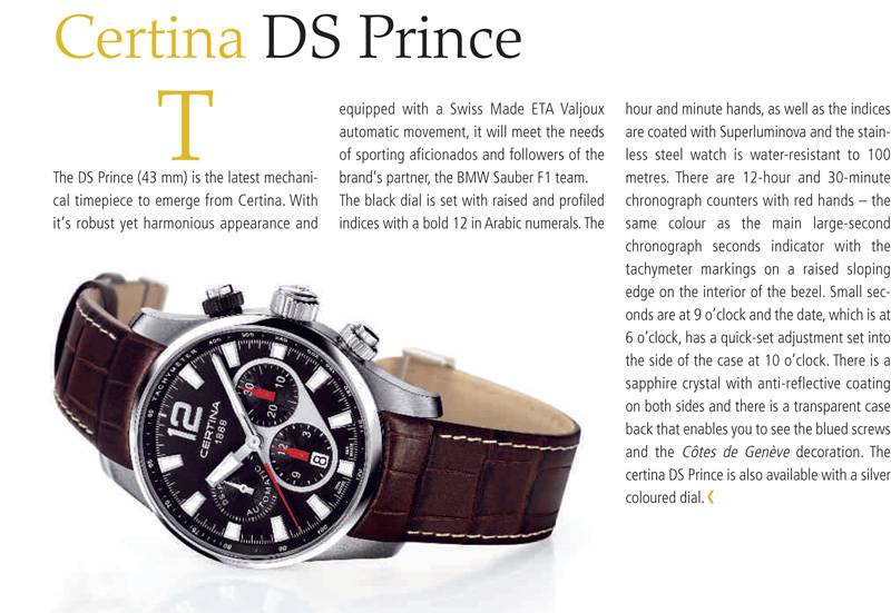  Certina DS Prince publicado en Europa Star en 2009