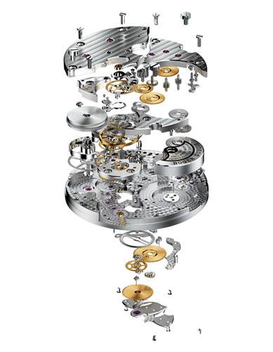 An exploded view of the RD620 calibre by Roger Dubuis