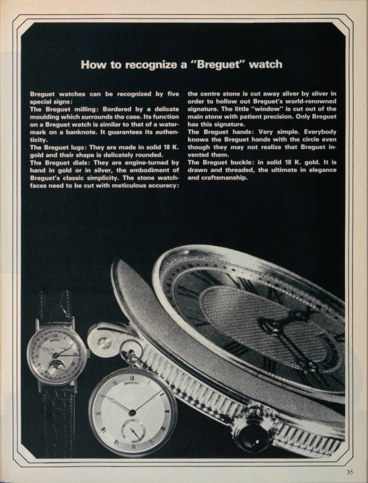 Los códigos atemporales de Breguet, tal como se presentaron en Europa Star en 1983. Breguet pertenecía entonces a los hermanos Chaumet de París.