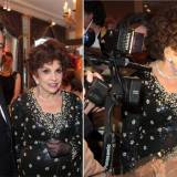 Izquierda: Gina Lollobrigida y Horacio Pagani - Derecha: Gina Lollobrigida viendo sus joyas expuestas